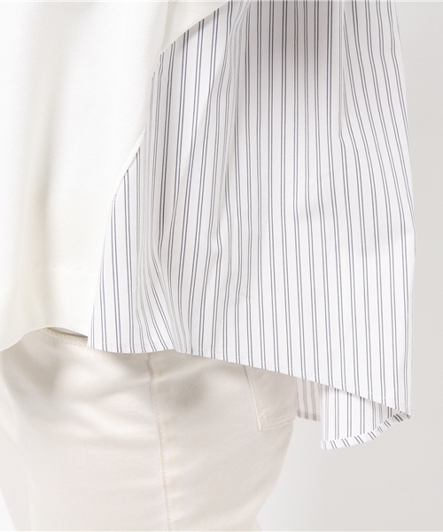 OUTLET（アウトレット）の「【Chez toi】TRジャージストライプコンビプルオーバー（シャツ/ブラウス・レディース・ネイビー/オフホワイト・FREE）」の9枚目の写真