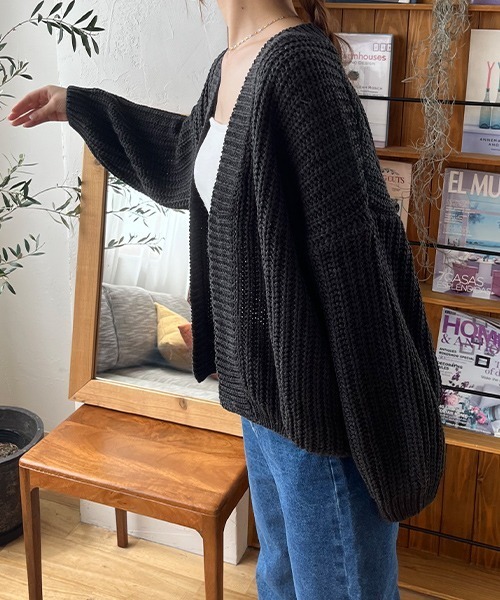 カーディガン ボリュームスリーブニットガーディガン レディース Sally Lunn カーディガン ボリュームスリーブニットガーディガン