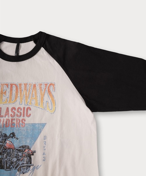 SlashDate（スラッシュデイト）の「ヴィンテージバイクラグランロンT/ビッグシルエット（Tシャツ/カットソー・メンズ・アッシュグレー/ホワイト/ベージュ・M/L/XL）」の11枚目の写真