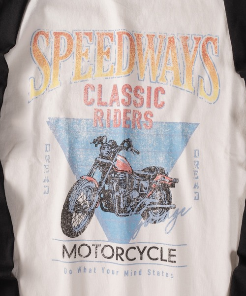 SlashDate（スラッシュデイト）の「ヴィンテージバイクラグランロンT/ビッグシルエット（Tシャツ/カットソー・メンズ・アッシュグレー/ホワイト/ベージュ・M/L/XL）」の10枚目の写真
