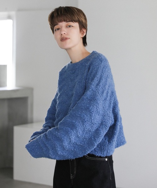 select MOCA(セレクトモカ)の「ウェーブデザインショートニット(ニット/セーター・レディース・オフホワイト/グレー/ブルー・FREE)」の17枚目の写真