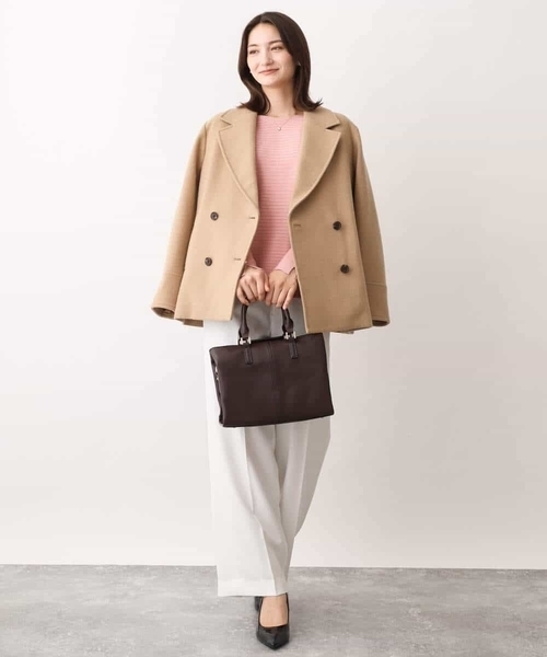 MK MICHEL KLEIN(エムケーミッシェルクラン)の「ソフトメルトンPコート(ピーコート・レディース・ネイビー/ライトブラウン・40/38)」の19枚目の写真