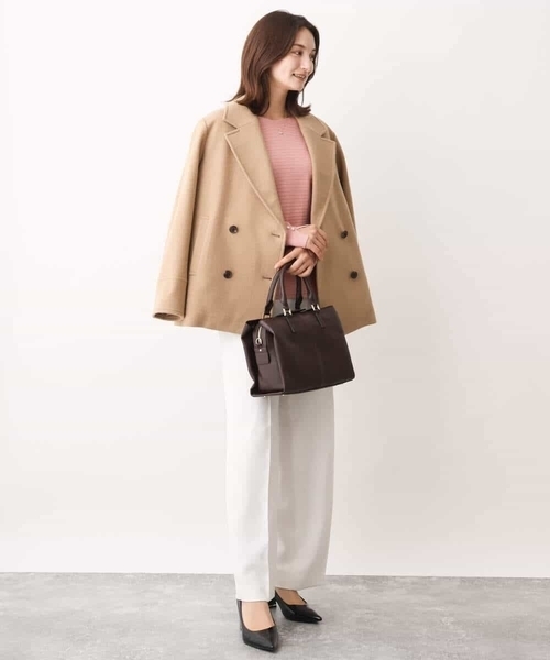 MK MICHEL KLEIN(エムケーミッシェルクラン)の「ソフトメルトンPコート(ピーコート・レディース・ネイビー/ライトブラウン・40/38)」の18枚目の写真