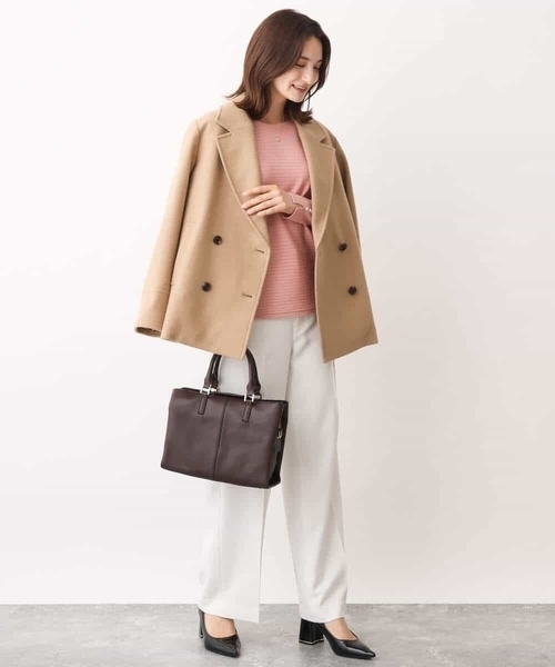 MK MICHEL KLEIN(エムケーミッシェルクラン)の「ソフトメルトンPコート(ピーコート・レディース・ネイビー/ライトブラウン・40/38)」の17枚目の写真