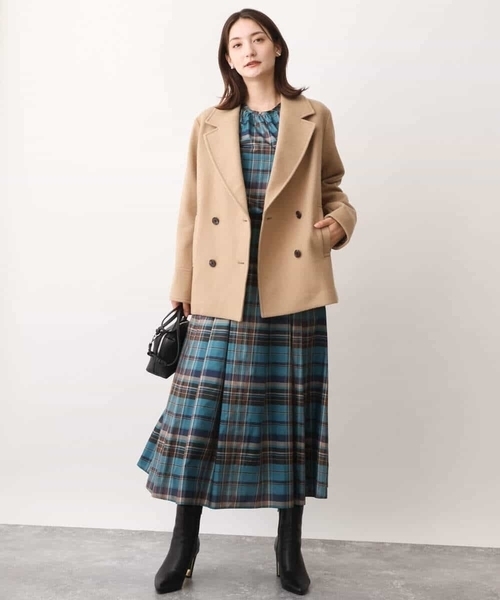 MK MICHEL KLEIN(エムケーミッシェルクラン)の「ソフトメルトンPコート(ピーコート・レディース・ネイビー/ライトブラウン・40/38)」の15枚目の写真