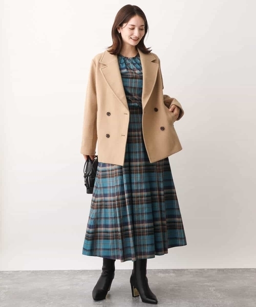 MK MICHEL KLEIN(エムケーミッシェルクラン)の「ソフトメルトンPコート(ピーコート・レディース・ネイビー/ライトブラウン・40/38)」の14枚目の写真