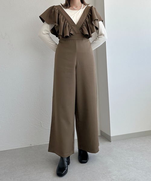apres jour clair(アプレジュールクレア)の「【apres jour clair】フリルサロペット【ZOZOTOWN限定アイテム】(サロペット/オーバーオール・レディース・ブラウン系その他/ブラック・X-LARGE/フリー)」の19枚目の写真