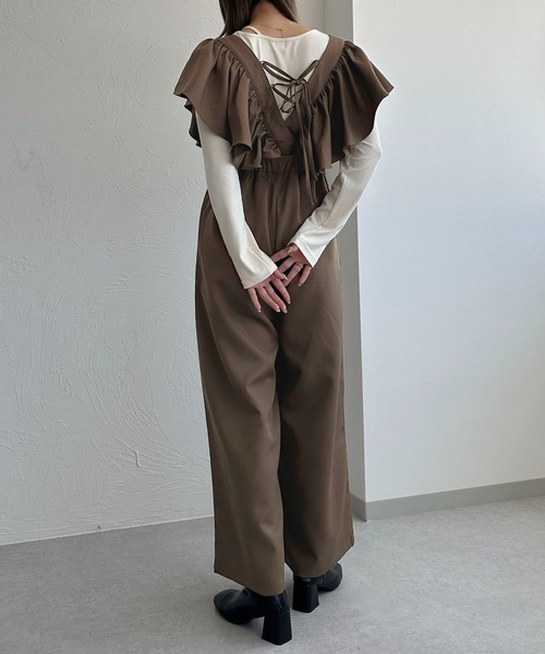 apres jour clair(アプレジュールクレア)の「【apres jour clair】フリルサロペット【ZOZOTOWN限定アイテム】(サロペット/オーバーオール・レディース・ブラウン系その他/ブラック・X-LARGE/フリー)」の21枚目の写真