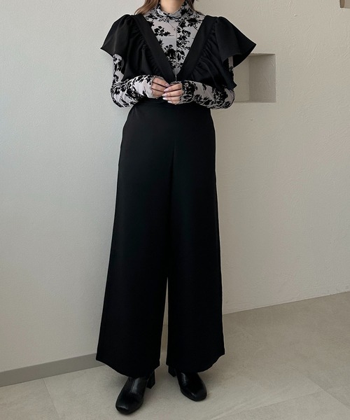 apres jour clair(アプレジュールクレア)の「【apres jour clair】フリルサロペット【ZOZOTOWN限定アイテム】(サロペット/オーバーオール・レディース・ブラウン系その他/ブラック・X-LARGE/フリー)」の3枚目の写真
