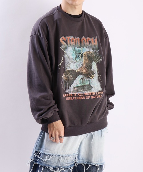 WESTSEA(ウエストシー)の「裏毛 グラフィック プリント クルーネック 長袖スウェット(スウェット・メンズ・チャコール/ブラック/グレー系その他/ブラック系その他・M/L/XL)」の12枚目の写真