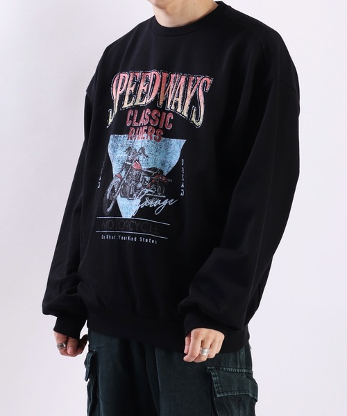WESTSEA(ウエストシー)の「裏毛 グラフィック プリント クルーネック 長袖スウェット(スウェット・メンズ・チャコール/ブラック/グレー系その他/ブラック系その他・M/L/XL)」の7枚目の写真