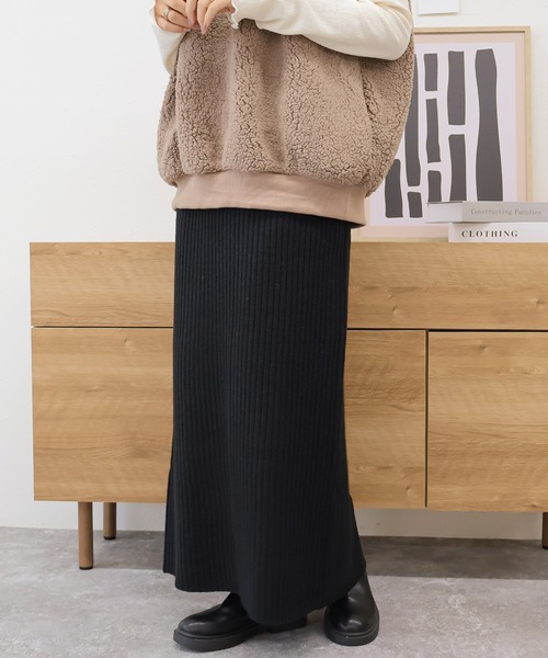 Social GIRL（ソーシャルガール）の「リブニット タイトスカート ナロースカート ロングスカート（スカート・レディース・ブルー/チャコールグレー/ブラック/ライトベージュ・M）」の17枚目の写真