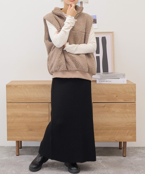 Social GIRL（ソーシャルガール）の「リブニット タイトスカート ナロースカート ロングスカート（スカート・レディース・ブルー/チャコールグレー/ブラック/ライトベージュ・M）」の18枚目の写真