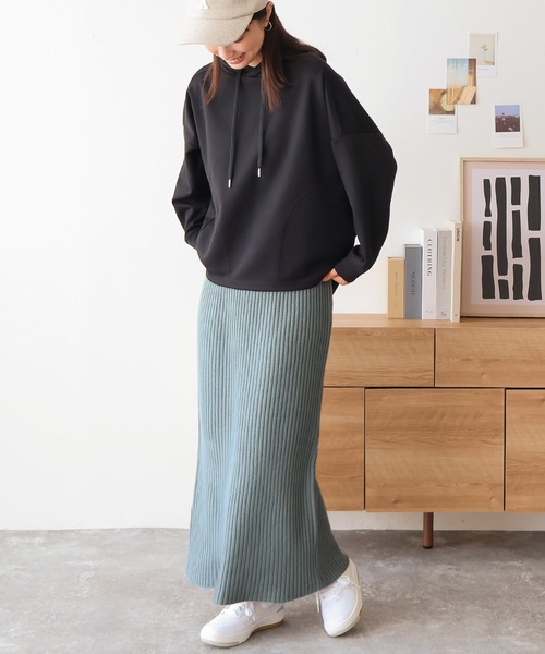 Social GIRL（ソーシャルガール）の「リブニット タイトスカート ナロースカート ロングスカート（スカート・レディース・ブルー/チャコールグレー/ブラック/ライトベージュ・M）」の20枚目の写真