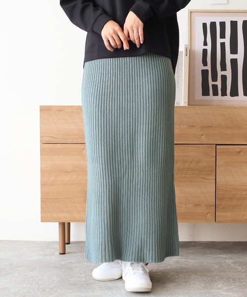 Social GIRL（ソーシャルガール）の「リブニット タイトスカート ナロースカート ロングスカート（スカート・レディース・ブルー/チャコールグレー/ブラック/ライトベージュ・M）」の21枚目の写真
