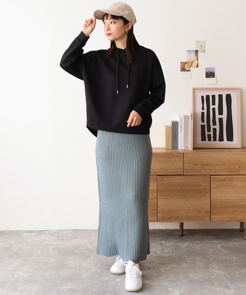 Social GIRL（ソーシャルガール）の「リブニット タイトスカート ナロースカート ロングスカート（スカート・レディース・ブルー/チャコールグレー/ブラック/ライトベージュ・M）」の22枚目の写真