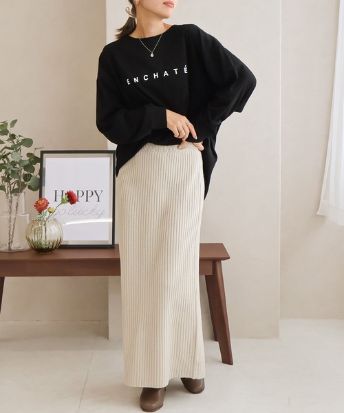 Social GIRL（ソーシャルガール）の「リブニット タイトスカート ナロースカート ロングスカート（スカート・レディース・ブルー/チャコールグレー/ブラック/ライトベージュ・M）」の6枚目の写真