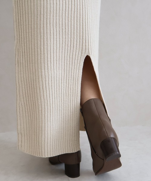 Social GIRL（ソーシャルガール）の「リブニット タイトスカート ナロースカート ロングスカート（スカート・レディース・ブルー/チャコールグレー/ブラック/ライトベージュ・M）」の12枚目の写真