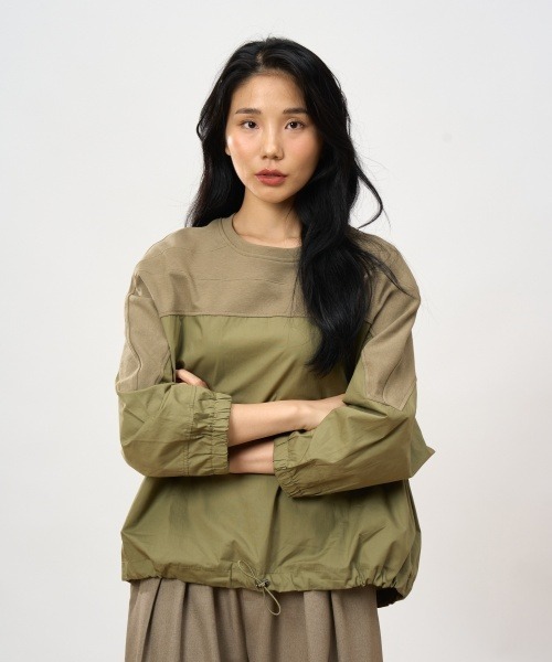 ROCOCO(ロココ)の「異素材切り替えカットソー(Tシャツ/カットソー・レディース・ブラック/カーキ・M~L)」の6枚目の写真