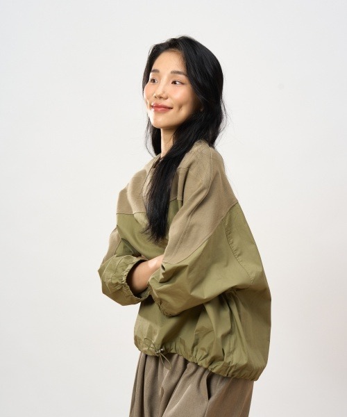 ROCOCO(ロココ)の「異素材切り替えカットソー(Tシャツ/カットソー・レディース・ブラック/カーキ・M~L)」の7枚目の写真