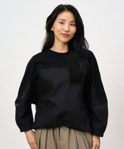 ROCOCO(ロココ)の「異素材切り替えカットソー(Tシャツ/カットソー・レディース・ブラック/カーキ・M~L)」の14枚目の写真