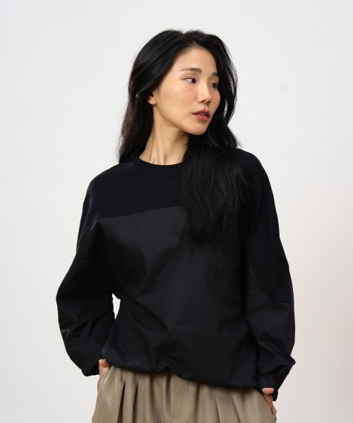 ROCOCO(ロココ)の「異素材切り替えカットソー(Tシャツ/カットソー・レディース・ブラック/カーキ・M~L)」の15枚目の写真