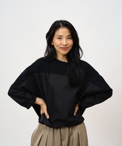 ROCOCO(ロココ)の「異素材切り替えカットソー(Tシャツ/カットソー・レディース・ブラック/カーキ・M~L)」の18枚目の写真