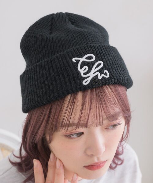 casita(RETRO GIRL)(カシータ)の「刺繍ニットワッチ(ハット・レディース・ブラック/オフホワイト/ダークグレー・ONE SIZE)」の6枚目の写真