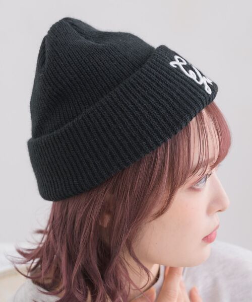 casita(RETRO GIRL)(カシータ)の「刺繍ニットワッチ(ハット・レディース・ブラック/オフホワイト/ダークグレー・ONE SIZE)」の7枚目の写真