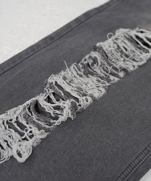 Shoowtime（ショウタイム）の「ビンテージウォッシュワイドフレアリメイクダメージデニム（デニムパンツ・メンズ・ブルー/ブラック・LARGE/X-LARGE/MEDIUM/SMALL）」の5枚目の写真