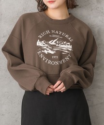 裏起毛ショート刺繍トレーナー