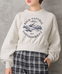 裏起毛ショート刺繍トレーナー
