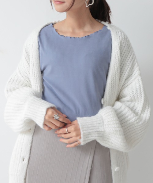 and it_(アンドイット)の「起毛リブメロークルーネック長袖Tシャツ(Tシャツ/カットソー・レディース・ブルー/グレイッシュベージュ/グリーン/アイボリー/ブラック・M)」の5枚目の写真