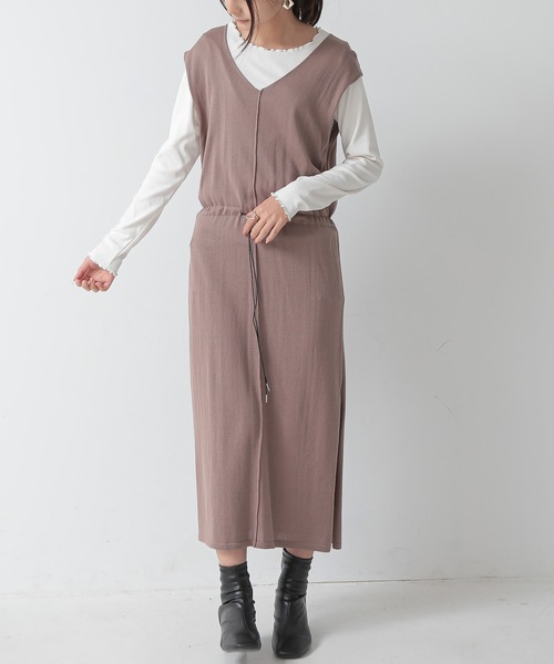 and it_(アンドイット)の「起毛リブメロークルーネック長袖Tシャツ(Tシャツ/カットソー・レディース・ブルー/グレイッシュベージュ/グリーン/アイボリー/ブラック・M)」の10枚目の写真