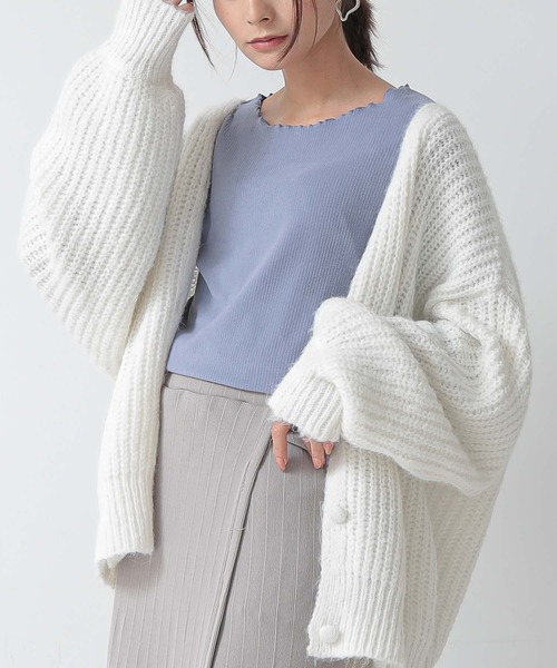 and it_(アンドイット)の「起毛リブメロークルーネック長袖Tシャツ(Tシャツ/カットソー・レディース・ブルー/グレイッシュベージュ/グリーン/アイボリー/ブラック・M)」の20枚目の写真