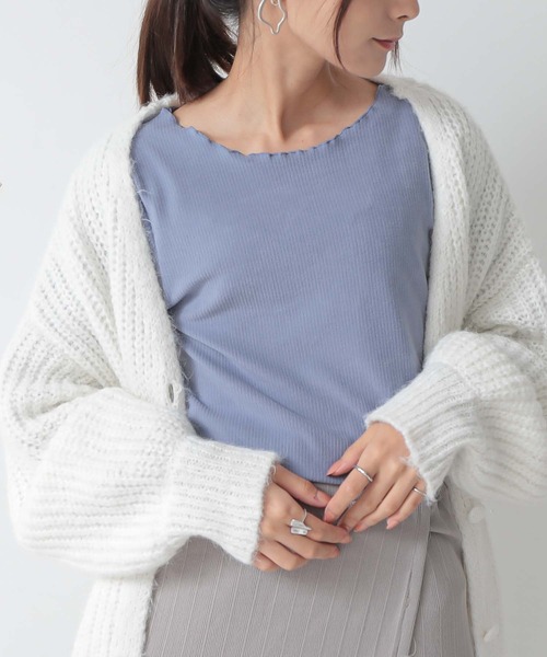 and it_(アンドイット)の「起毛リブメロークルーネック長袖Tシャツ(Tシャツ/カットソー・レディース・ブルー/グレイッシュベージュ/グリーン/アイボリー/ブラック・M)」の21枚目の写真