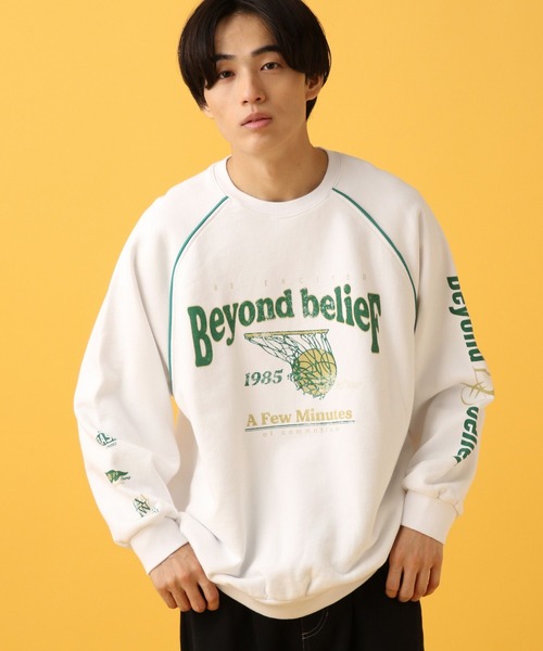 PBLIM（ページボーイリム）の「PBLIM/スポーティーロゴスウェット（スウェット・レディース・オフホワイト/ネイビー/グリーン・MEDIUM/LARGE）」の4枚目の写真