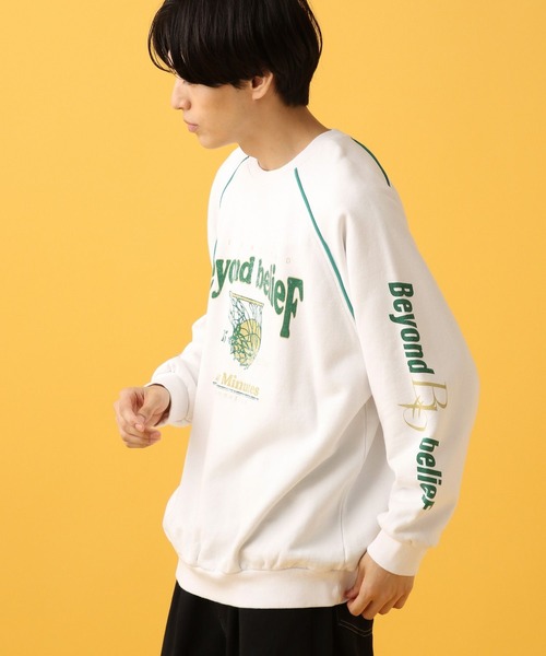 PBLIM（ページボーイリム）の「PBLIM/スポーティーロゴスウェット（スウェット・レディース・オフホワイト/ネイビー/グリーン・MEDIUM/LARGE）」の6枚目の写真