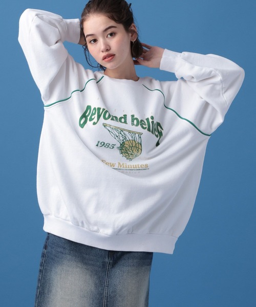 PBLIM（ページボーイリム）の「PBLIM/スポーティーロゴスウェット（スウェット・レディース・オフホワイト/ネイビー/グリーン・MEDIUM/LARGE）」の11枚目の写真