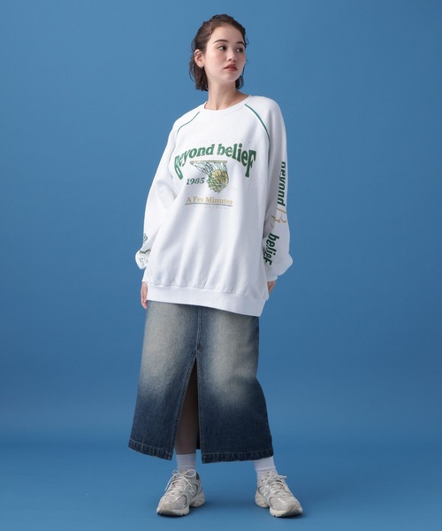 PBLIM（ページボーイリム）の「PBLIM/スポーティーロゴスウェット（スウェット・レディース・オフホワイト/ネイビー/グリーン・MEDIUM/LARGE）」の15枚目の写真