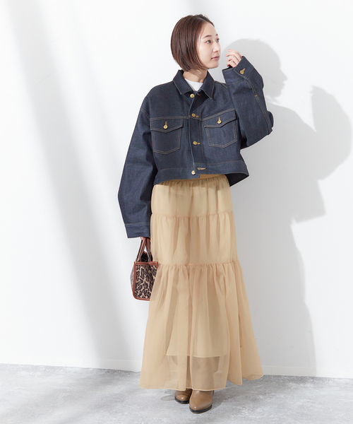 journal standard L'essage（ジャーナルスタンダードレサージュ）の「オーガンジーティアードスカート（スカート・レディース・ベージュ/ブラック・FREE）」の10枚目の写真