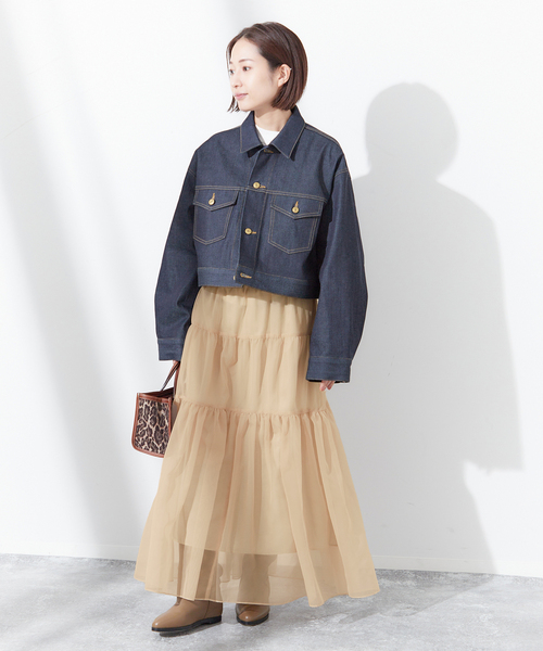 journal standard L'essage（ジャーナルスタンダードレサージュ）の「オーガンジーティアードスカート（スカート・レディース・ベージュ/ブラック・FREE）」の12枚目の写真