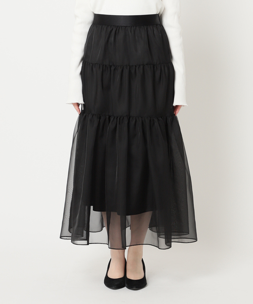 journal standard L'essage（ジャーナルスタンダードレサージュ）の「オーガンジーティアードスカート（スカート・レディース・ベージュ/ブラック・FREE）」の18枚目の写真