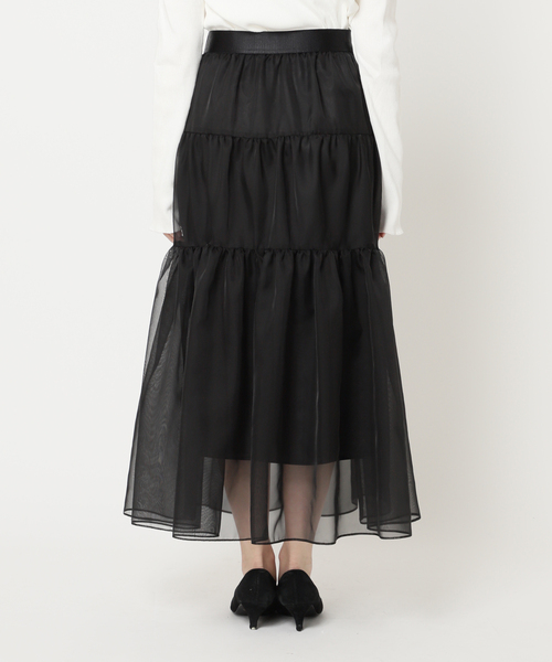 journal standard L'essage（ジャーナルスタンダードレサージュ）の「オーガンジーティアードスカート（スカート・レディース・ベージュ/ブラック・FREE）」の20枚目の写真
