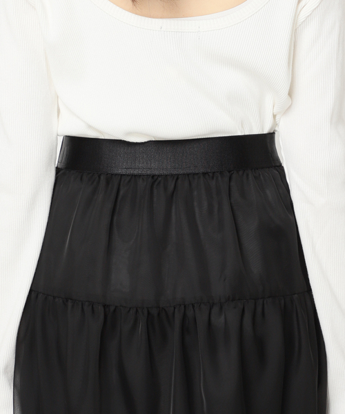 journal standard L'essage（ジャーナルスタンダードレサージュ）の「オーガンジーティアードスカート（スカート・レディース・ベージュ/ブラック・FREE）」の21枚目の写真
