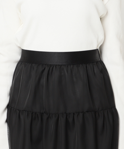 journal standard L'essage（ジャーナルスタンダードレサージュ）の「オーガンジーティアードスカート（スカート・レディース・ベージュ/ブラック・FREE）」の22枚目の写真