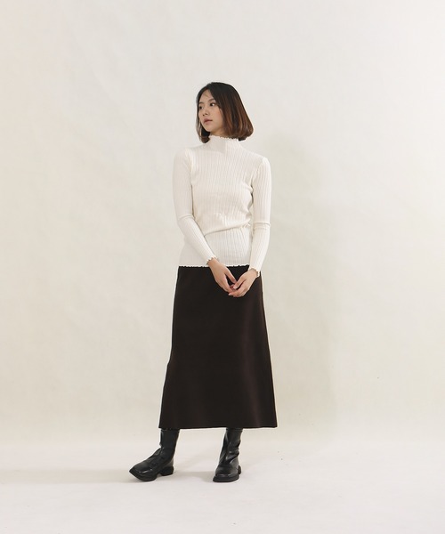 Mayree(メイリー)の「【AURORIA】ワイドリブメローニットトップス(ニット/セーター・レディース・ワインレッド/オレンジ/ベージュ/ライトベージュ/ホワイト/ブラック/グレー・FREE)」の21枚目の写真