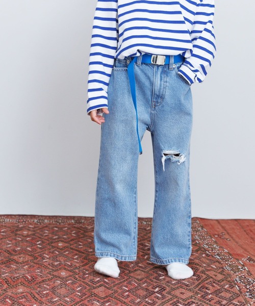 LOWRYS FARM（ローリーズファーム）の「カコウデニムストレートパンツ　 993711（デニムパンツ・キッズ・ブルー系その他/ブラック/ブルー/ブラック系その他・140cm/120cm/150cm/110cm/130cm）」の4枚目の写真