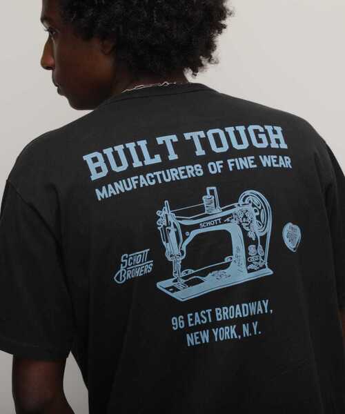 schott(ショット)の「Schott/ショット/HENLEY T-SHIRT"SEWING MACHINE"/ヘンリーTシャツ "ソーイングマシーン"(Tシャツ/カットソー・メンズ・ベージュ/ブラック・S/M/L/XL)」の2枚目の写真