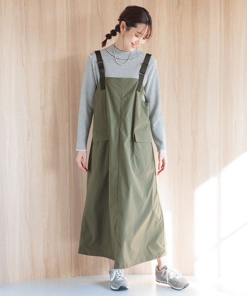 GLOBAL WORK(グローバルワーク)の「ミリタリージャンスカ/989585(ジャンパースカート・レディース・カーキ/ブラック/アイボリー・FREE)」の14枚目の写真